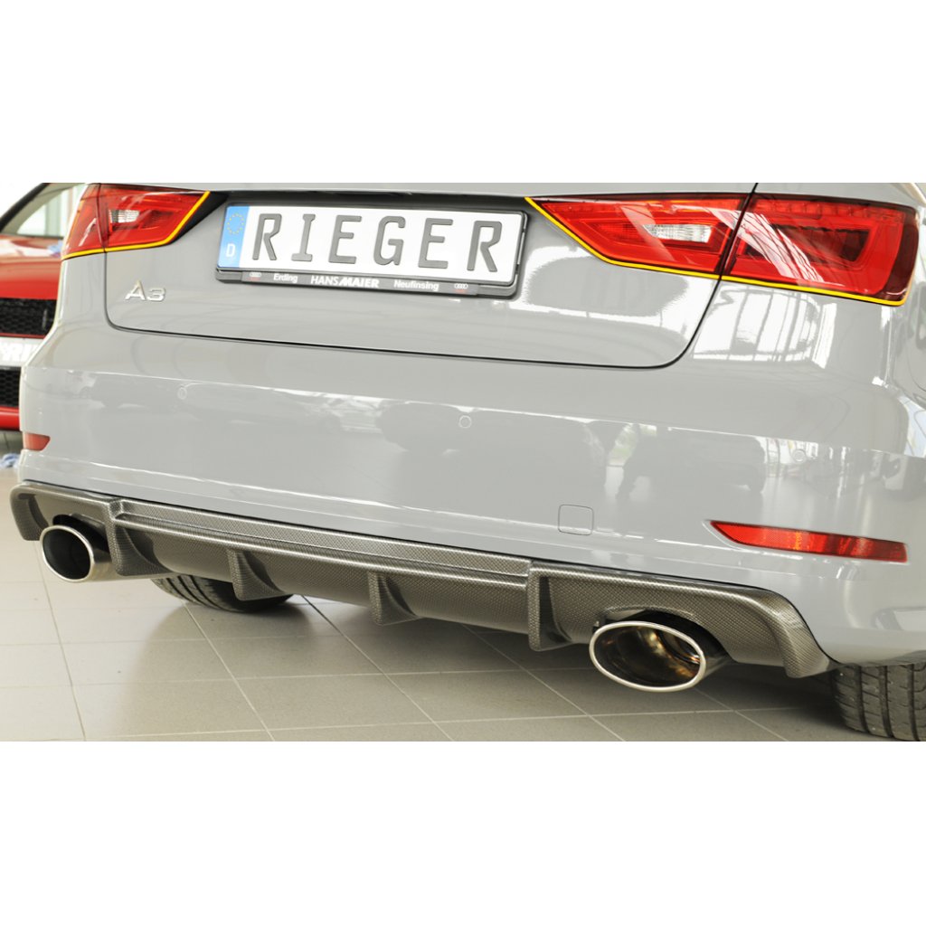 Rieger vložka zadního nárazníku pro Audi A3 S3 8V 3-dvéř. (convertible 8V7), 5-dvéř. (sedan 8VS) před faceliftem, plast ABS s povrchovou úpravou Carbon-Look
