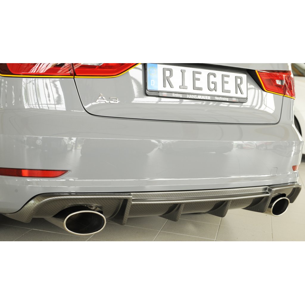 Rieger vložka zadního nárazníku pro Audi A3 S3 8V 3-dvéř. (convertible 8V7), 5-dvéř. (sedan 8VS) před faceliftem, plast ABS s povrchovou úpravou Carbon-Look