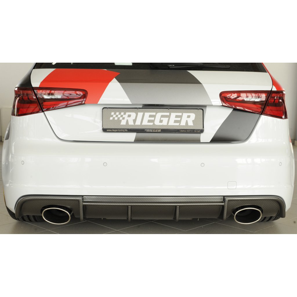 Rieger vložka zadního nárazníku pro Audi A3 S3 8V 3-dvéř. (hatchback 8V1), 5-dvéř. (sportback 8VA) před faceliftem, plast ABS s povrchovou úpravou Carbon-Look