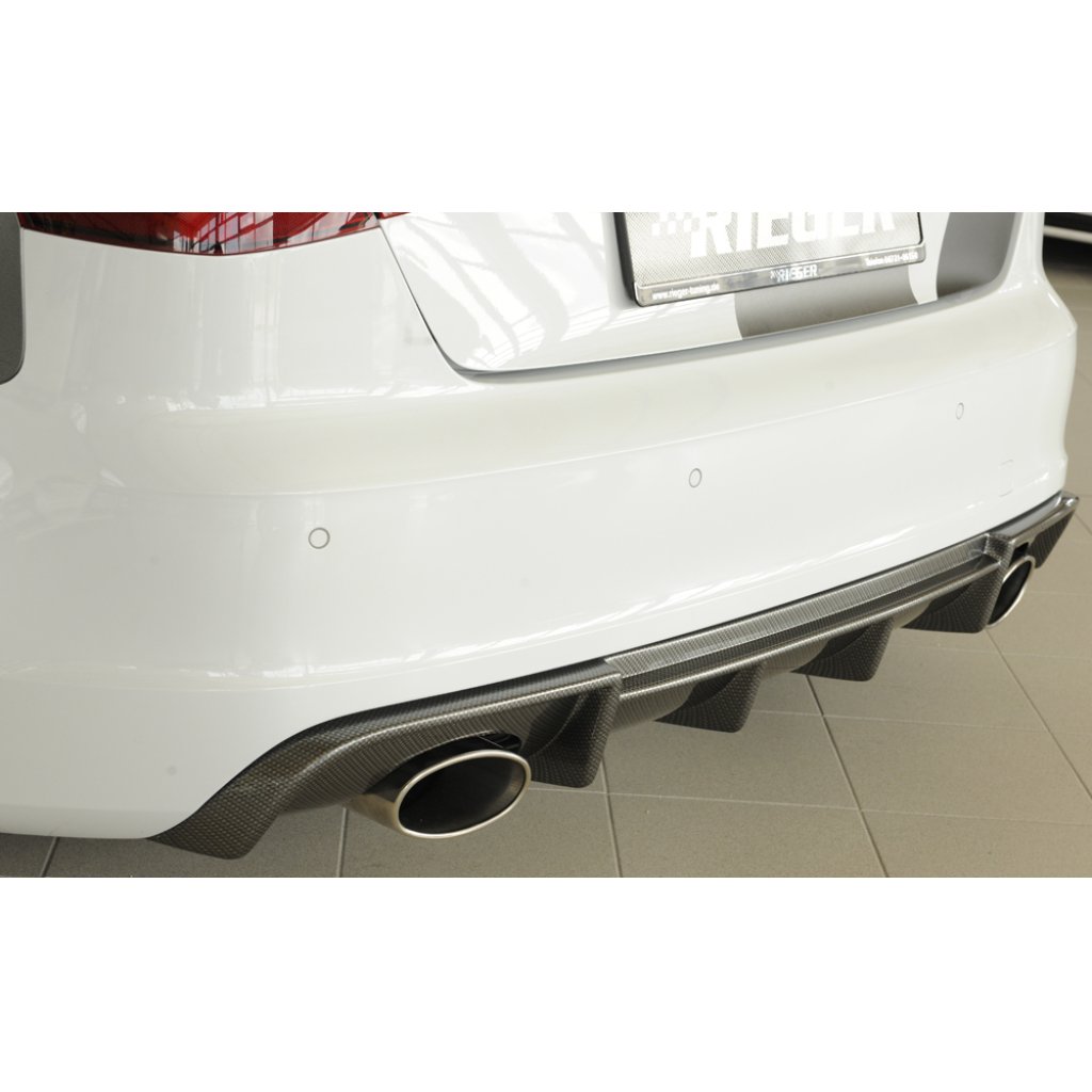 Rieger vložka zadního nárazníku pro Audi A3 S3 8V 3-dvéř. (hatchback 8V1), 5-dvéř. (sportback 8VA) před faceliftem, plast ABS s povrchovou úpravou Carbon-Look
