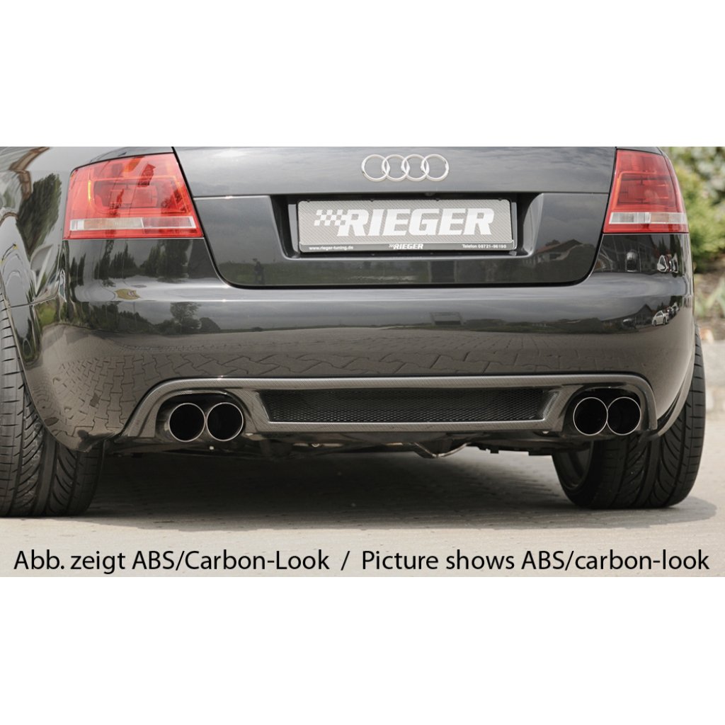 Rieger vložka zadního nárazníku pro Audi A4 8H kabriolet, plast ABS bez povrchové úpravy, pro dvojité koncovky na obou stranách 4x90 mm
