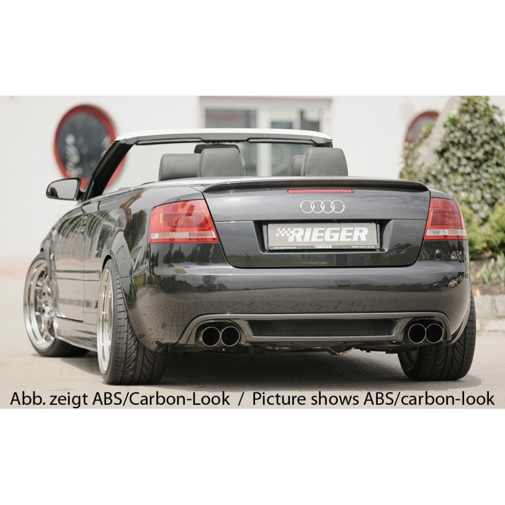 Rieger vložka zadního nárazníku pro Audi A4 8H kabriolet, plast ABS bez povrchové úpravy, pro dvojité koncovky na obou stranách 4x90 mm