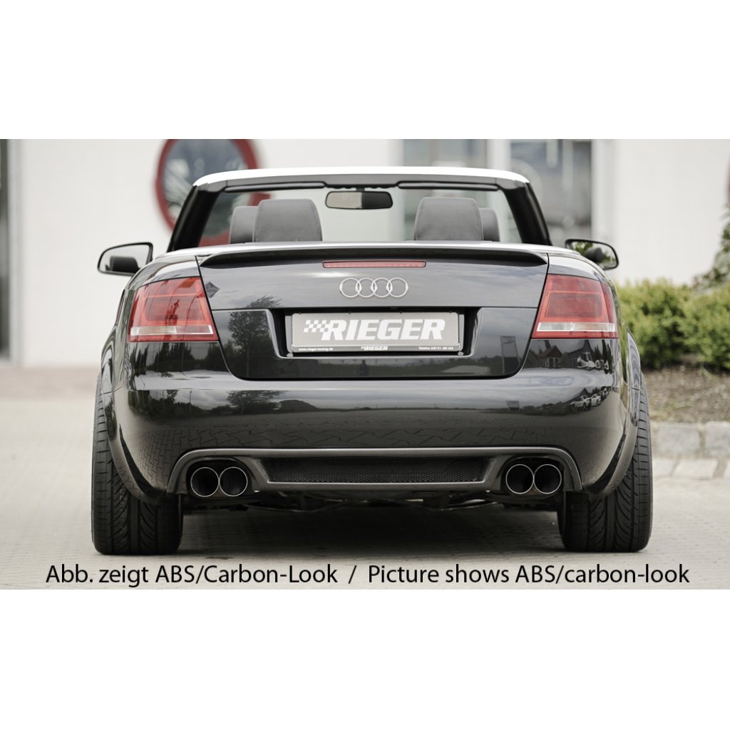 Rieger vložka zadního nárazníku pro Audi A4 8H kabriolet, plast ABS bez povrchové úpravy, pro dvojité koncovky na obou stranách 4x90 mm
