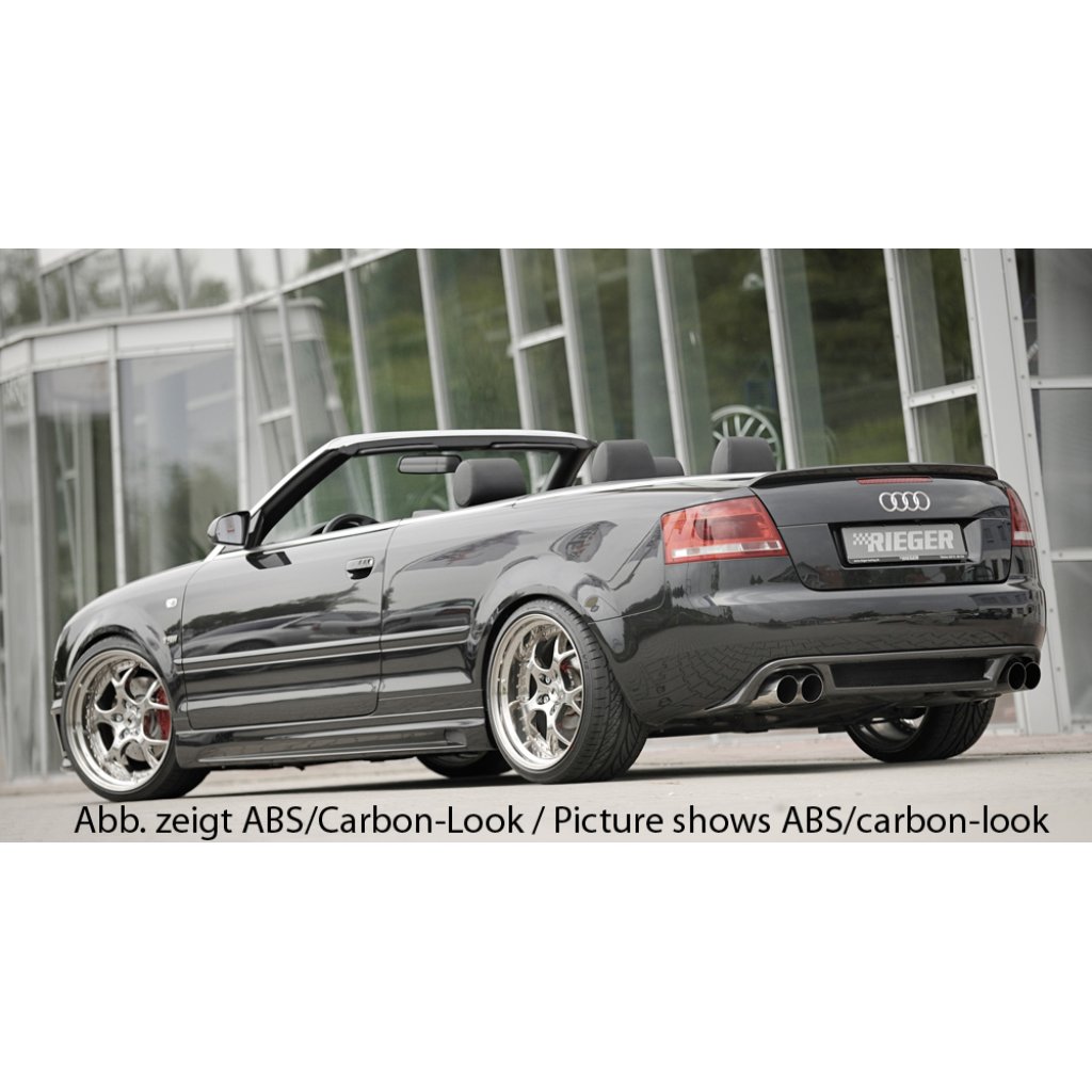 Rieger vložka zadního nárazníku pro Audi A4 8H kabriolet, plast ABS bez povrchové úpravy, pro dvojité koncovky na obou stranách 4x90 mm