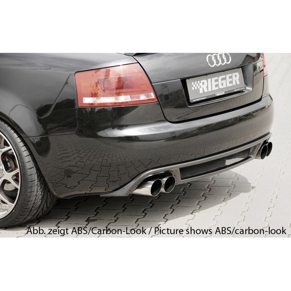 Rieger vložka zadního nárazníku pro Audi A4 8H kabriolet, plast ABS bez povrchové úpravy, pro dvojité koncovky na obou stranách 4x90 mm