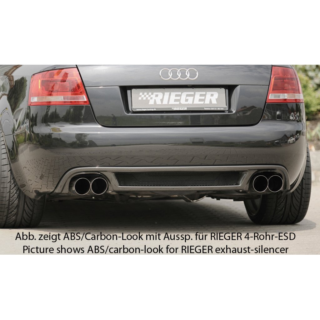 Rieger vložka zadního nárazníku pro Audi A4 8H kabriolet, plast ABS bez povrchové úpravy, pro orig. koncovky na obou stranách