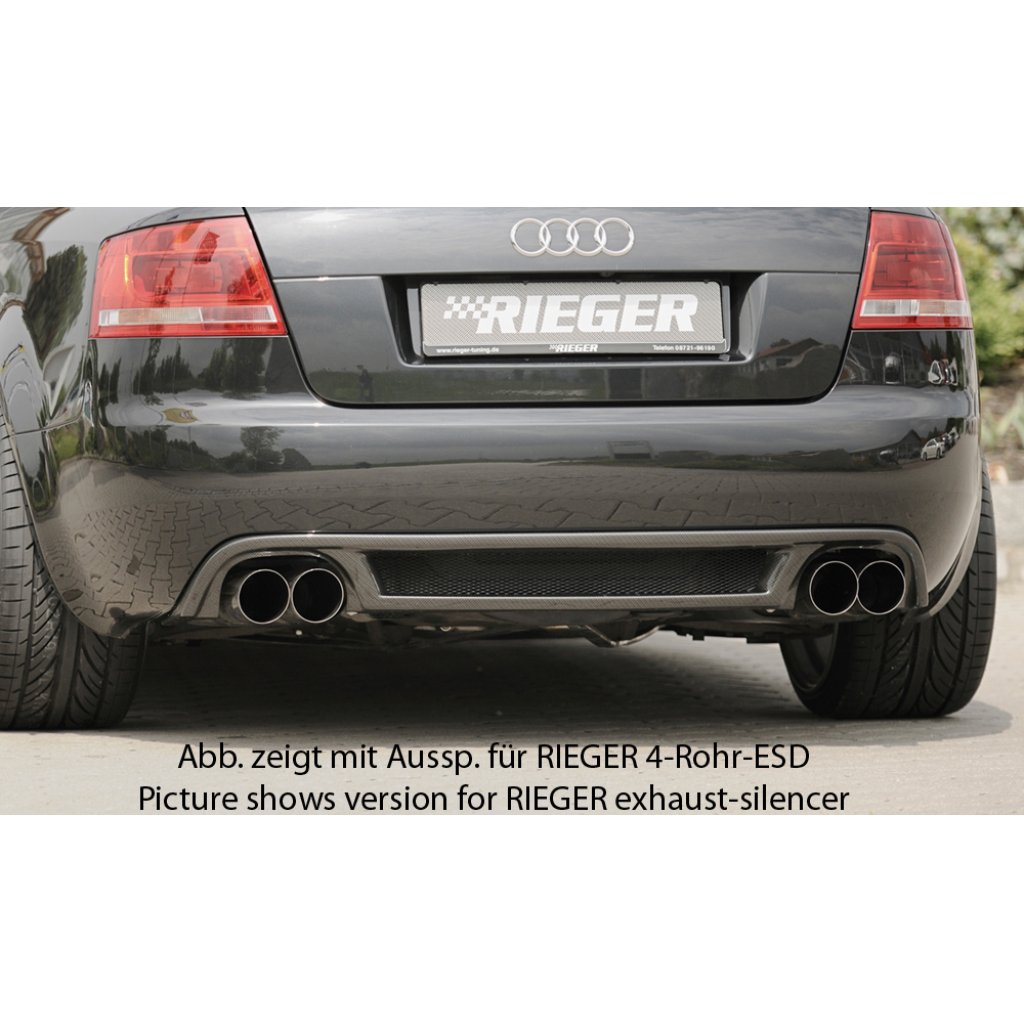 Rieger vložka zadního nárazníku pro Audi A4 8H kabriolet, plast ABS s povrchovou úpravou Carbon-Look, pro orig. koncovky na obou stranách