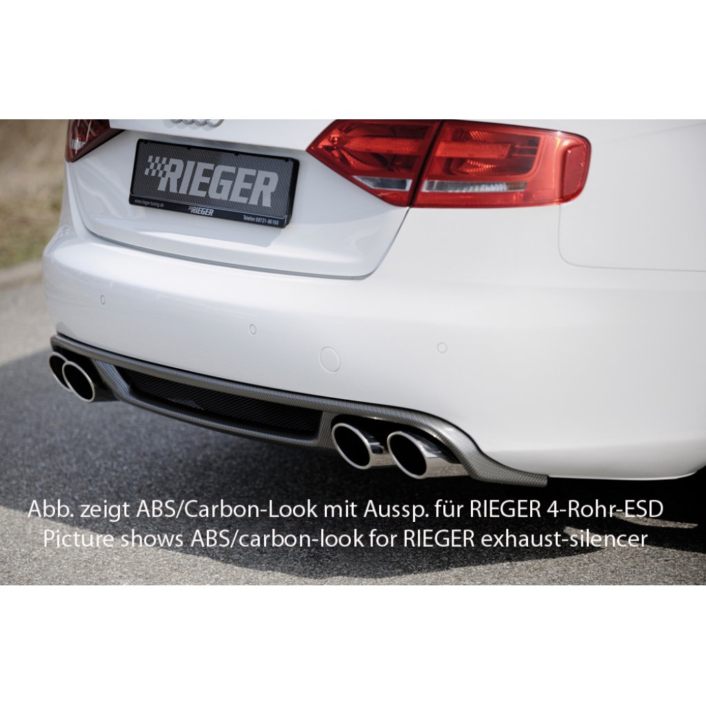 Rieger vložka zadního nárazníku pro Audi A4 B8, B81 avant, sedan před faceliftem, plast ABS bez povrchové úpravy, mimo S-Line, pro orig. koncovky na obou stranách