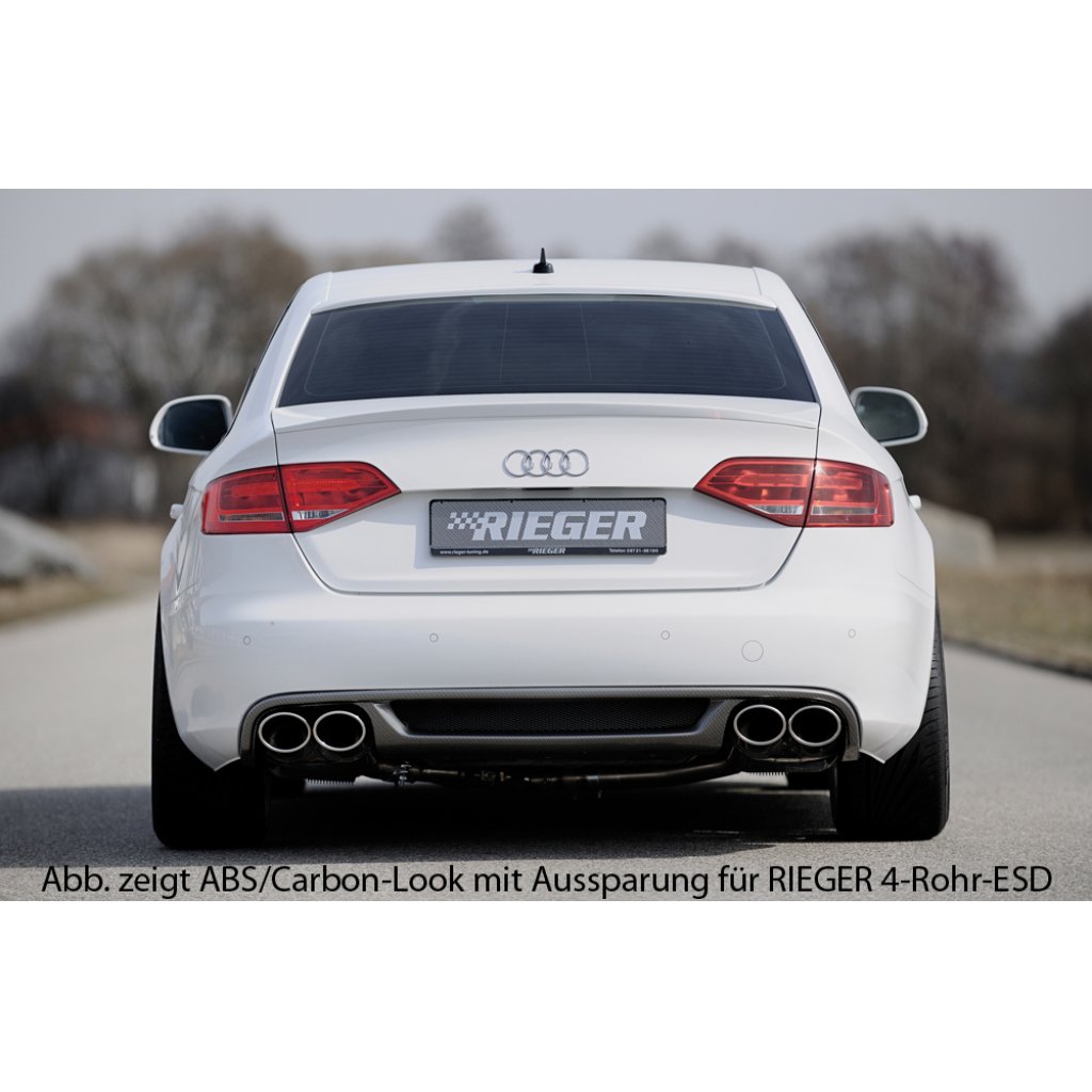 Rieger vložka zadního nárazníku pro Audi A4 B8, B81 avant, sedan před faceliftem, plast ABS bez povrchové úpravy, mimo S-Line, pro orig. koncovky na obou stranách