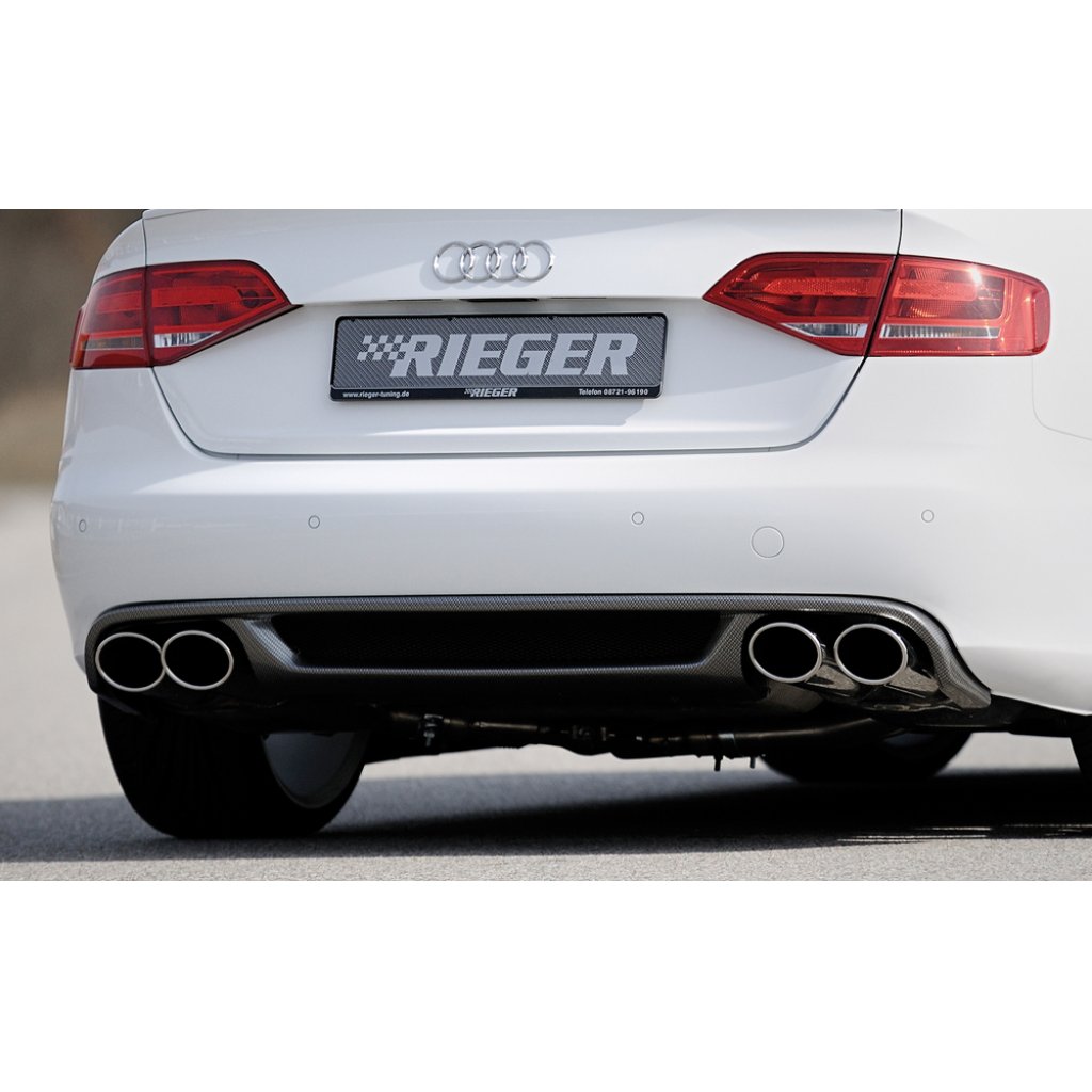 Rieger vložka zadního nárazníku pro Audi A4 B8, B81 avant, sedan před faceliftem, plast ABS s povrchovou úpravou Carbon-Look, mimo S-Line, pro sportovní koncovky na obou stranách 4x115x85 mm