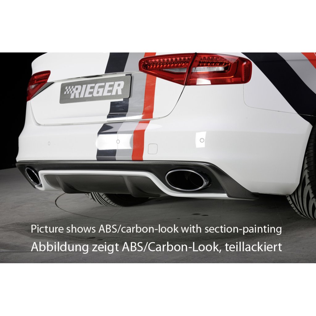 Rieger vložka zadního nárazníku pro Audi A4 S4 B8, B81 avant, sedan po faceliftu, plast ABS lakovaný do černé lesklé barvy