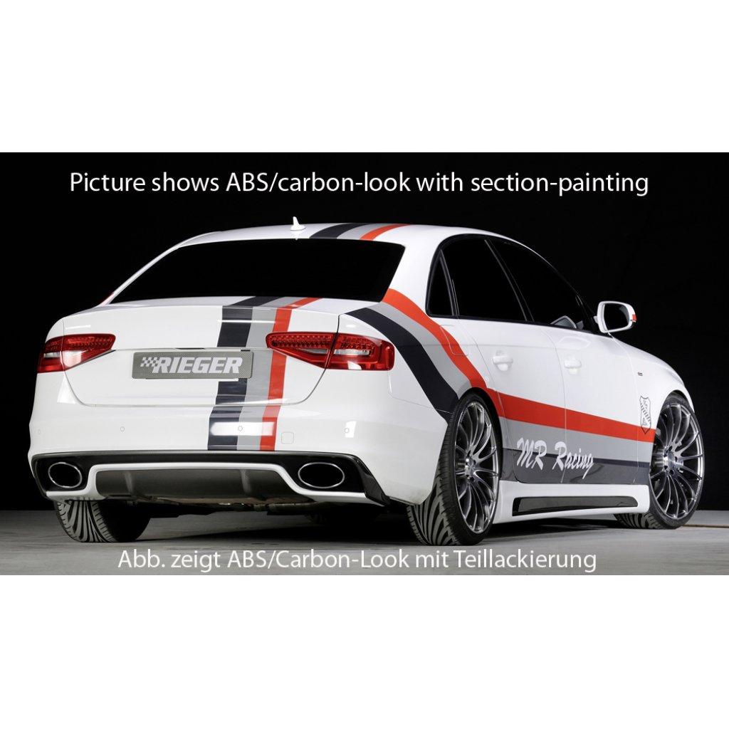 Rieger vložka zadního nárazníku pro Audi A4 S4 B8, B81 avant, sedan po faceliftu, plast ABS lakovaný do černé lesklé barvy
