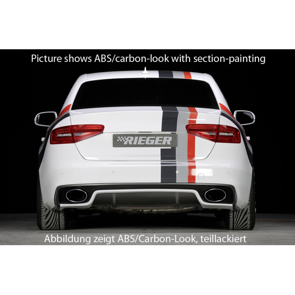 Rieger vložka zadního nárazníku pro Audi A4 S4 B8, B81 avant, sedan po faceliftu, plast ABS lakovaný do černé lesklé barvy