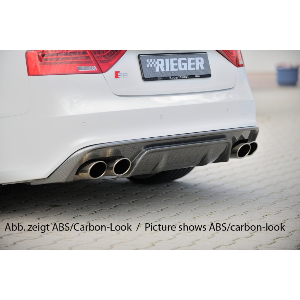 Rieger vložka zadního nárazníku pro Audi A5 S5 B8, B81 kabriolet, kupé po faceliftu, plast ABS lakovaný do černé lesklé barvy, pro dvojité koncovky na obou stranách 115x85 mm