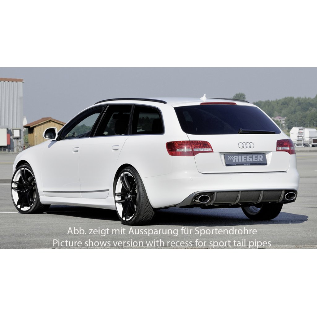 Rieger vložka zadního nárazníku pro Audi A6 4F avant, sedan po faceliftu, plast ABS s povrchovou úpravou Carbon-Look, pro orig. koncovky na obou stranách