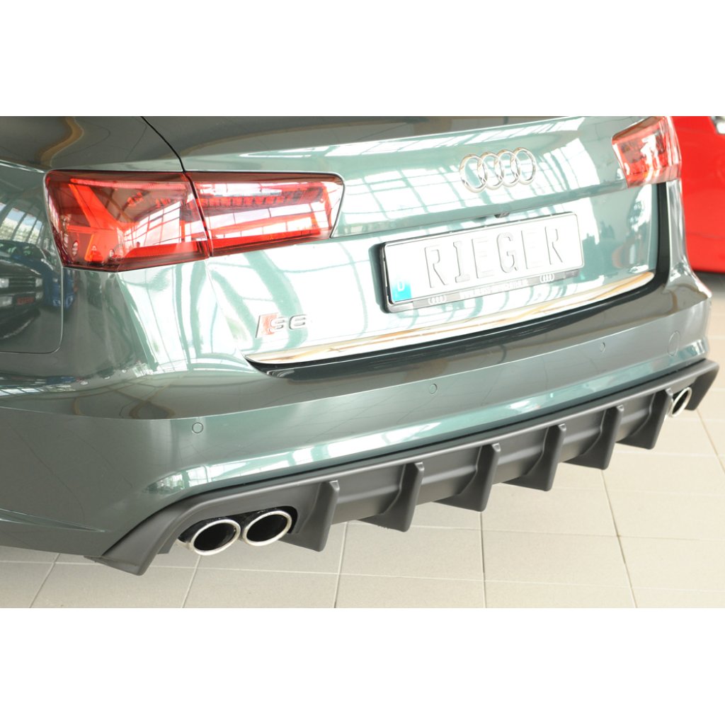 Rieger vložka zadního nárazníku pro Audi A6 4G, C7 sedan, plast ABS bez povrchové úpravy, pro orig. dvojitou koncovku vlevo a vpravo, pro vozy s tažným zařízením