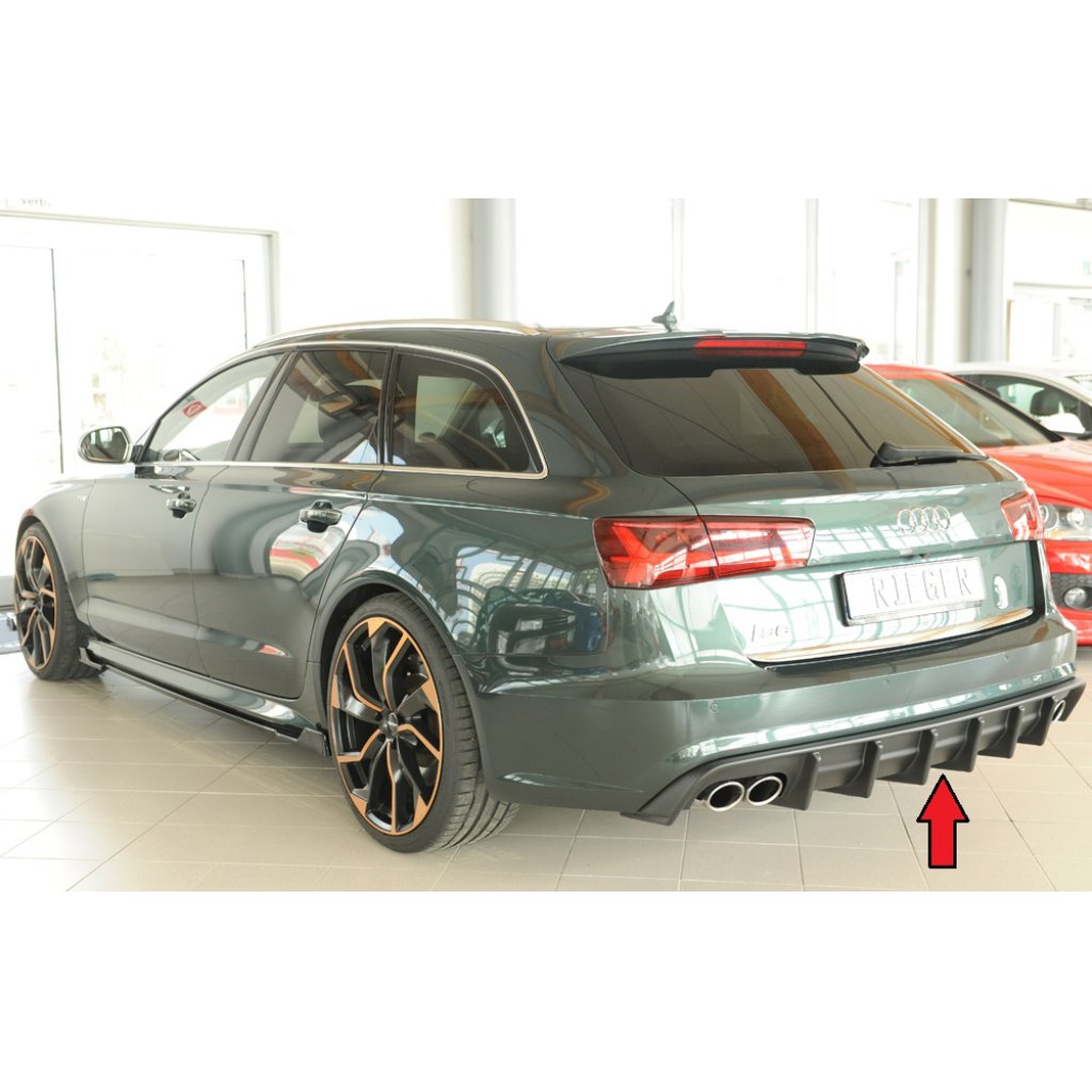 Rieger vložka zadního nárazníku pro Audi A6 4G, C7 sedan, plast ABS bez povrchové úpravy, pro orig. dvojitou koncovku vlevo a vpravo, pro vozy s tažným zařízením