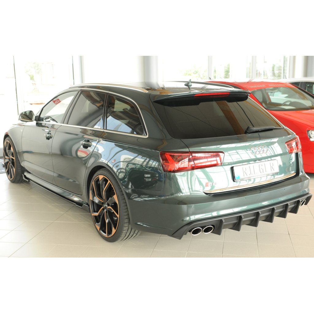 Rieger vložka zadního nárazníku pro Audi A6 4G, C7 sedan, plast ABS bez povrchové úpravy, pro orig. dvojitou koncovku vlevo a vpravo, pro vozy s tažným zařízením