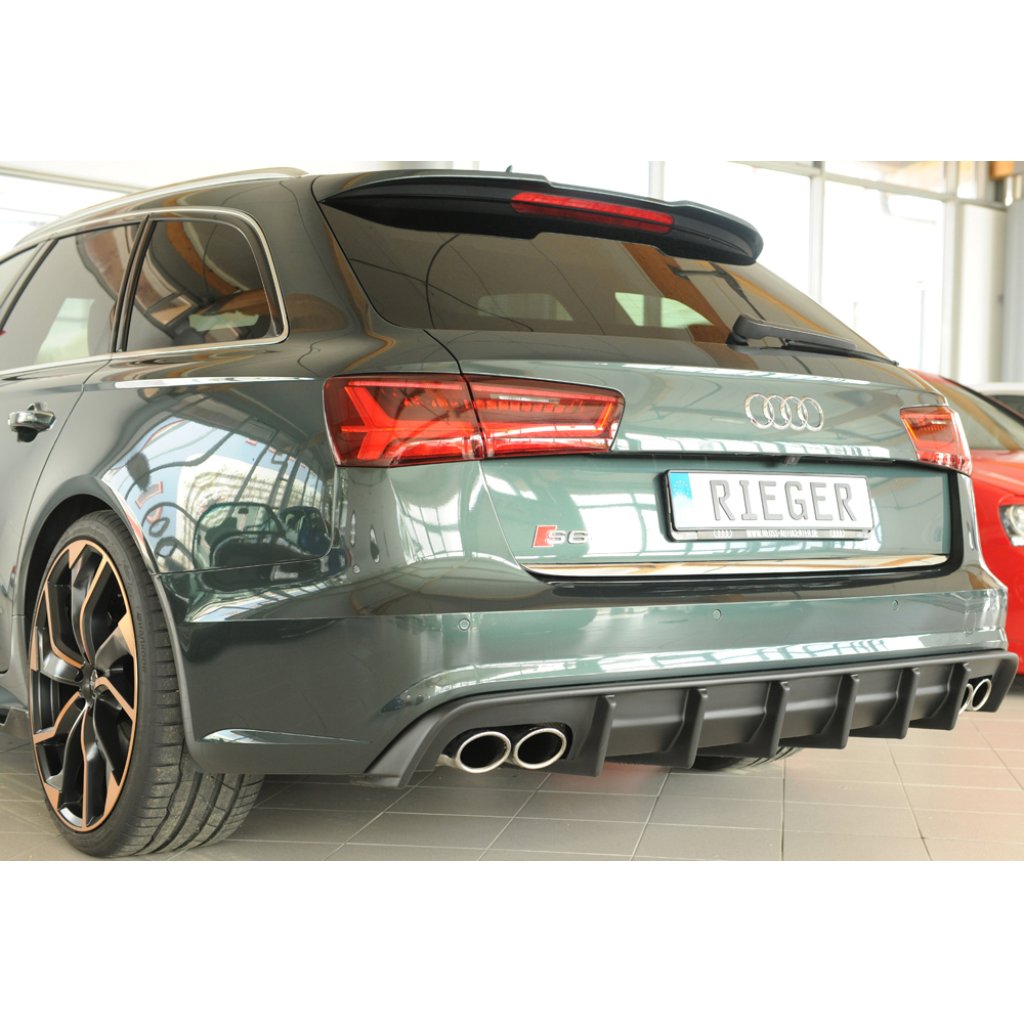 Rieger vložka zadního nárazníku pro Audi A6 4G, C7 sedan, plast ABS bez povrchové úpravy, pro orig. dvojitou koncovku vlevo a vpravo, pro vozy s tažným zařízením