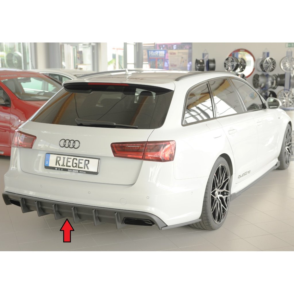 Rieger vložka zadního nárazníku pro Audi A6 4G, C7 sedan, plast ABS bez povrchové úpravy, pro orig. koncovky vlevo a vpravo
