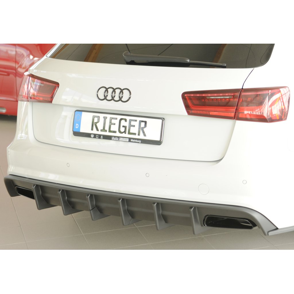 Rieger vložka zadního nárazníku pro Audi A6 4G, C7 sedan, plast ABS bez povrchové úpravy, pro orig. koncovky vlevo a vpravo, pro vozy s tažným zařízením