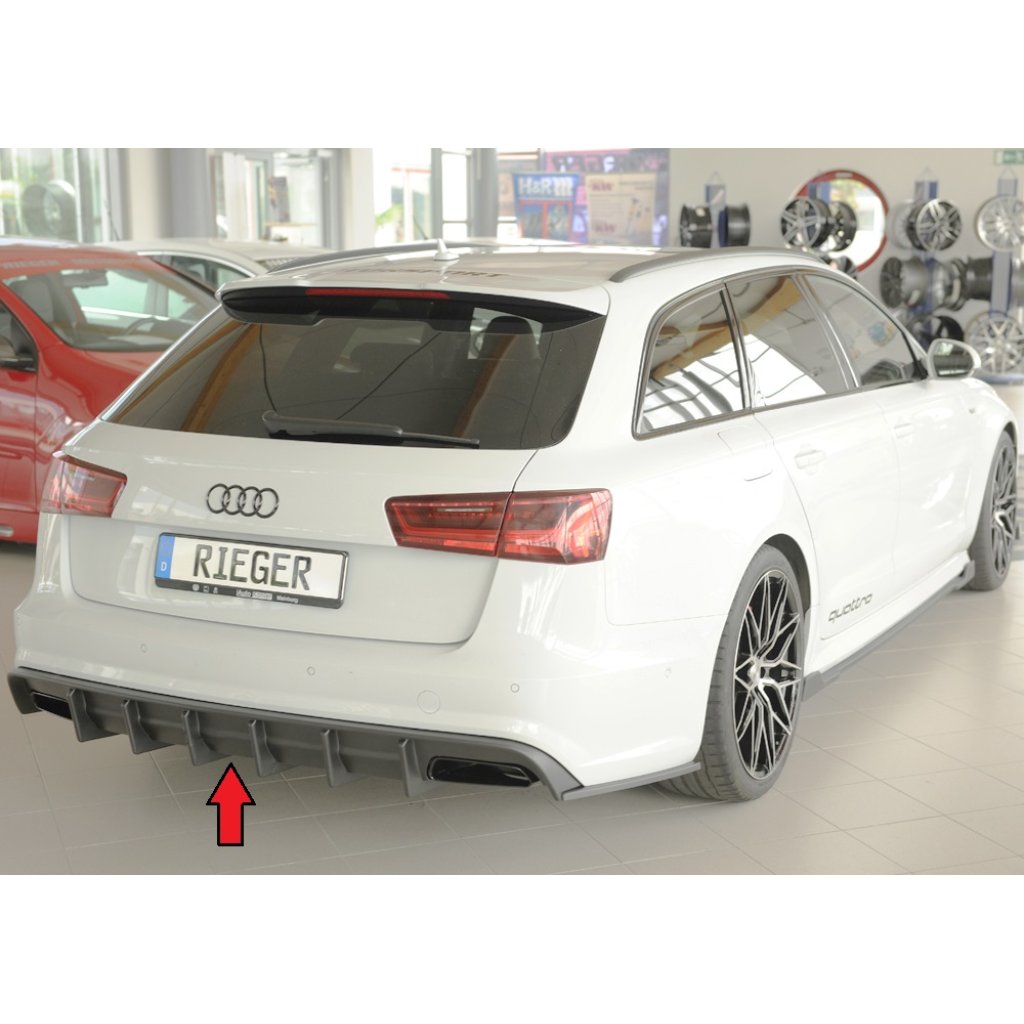 Rieger vložka zadního nárazníku pro Audi A6 4G, C7 sedan, plast ABS bez povrchové úpravy, pro orig. koncovky vlevo a vpravo, pro vozy s tažným zařízením