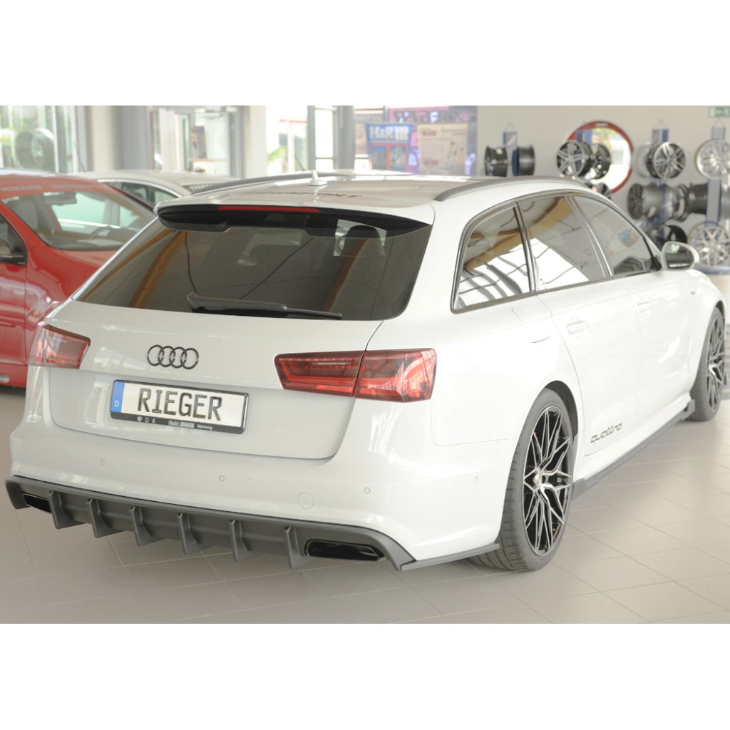 Rieger vložka zadního nárazníku pro Audi A6 4G, C7 sedan, plast ABS bez povrchové úpravy, pro orig. koncovky vlevo a vpravo, pro vozy s tažným zařízením