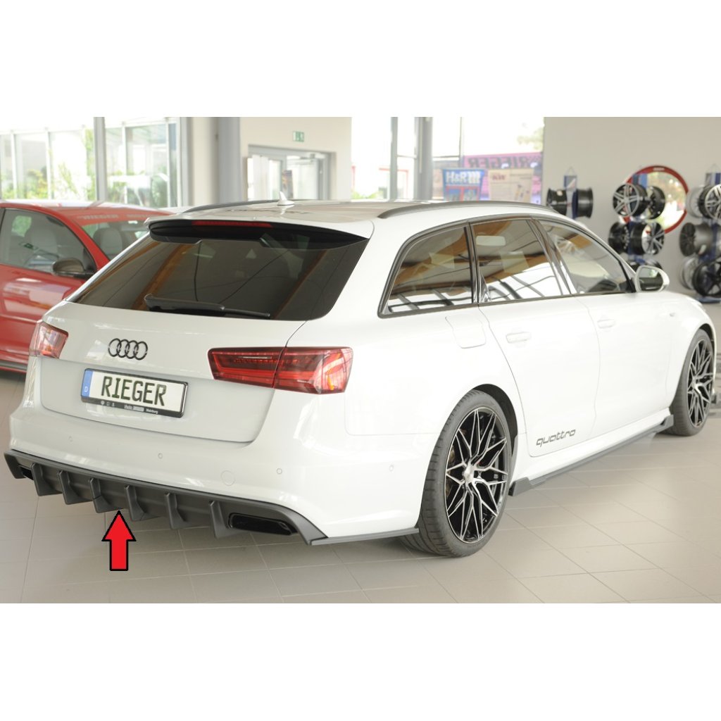 Rieger vložka zadního nárazníku pro Audi A6 4G, C7 sedan, plast ABS bez povrchové úpravy, pro orig. koncovky vlevo a vpravo, pro vozy s tažným zařízením