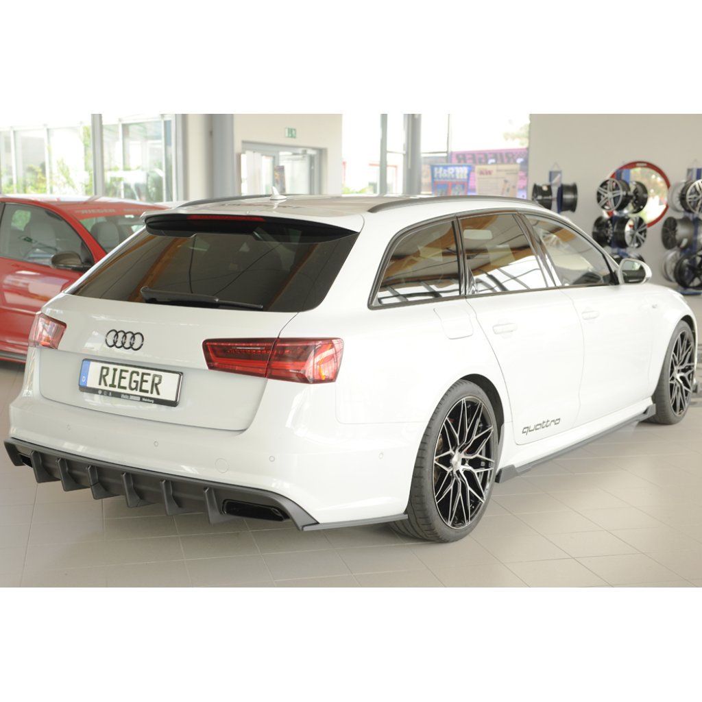 Rieger vložka zadního nárazníku pro Audi A6 4G, C7 sedan, plast ABS bez povrchové úpravy, pro orig. koncovky vlevo a vpravo, pro vozy s tažným zařízením