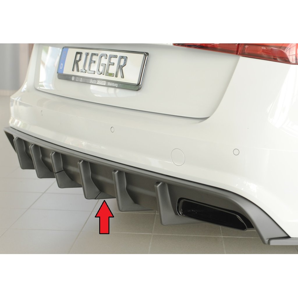 Rieger vložka zadního nárazníku pro Audi A6 4G, C7 sedan, plast ABS bez povrchové úpravy, pro orig. koncovky vlevo a vpravo, pro vozy s tažným zařízením