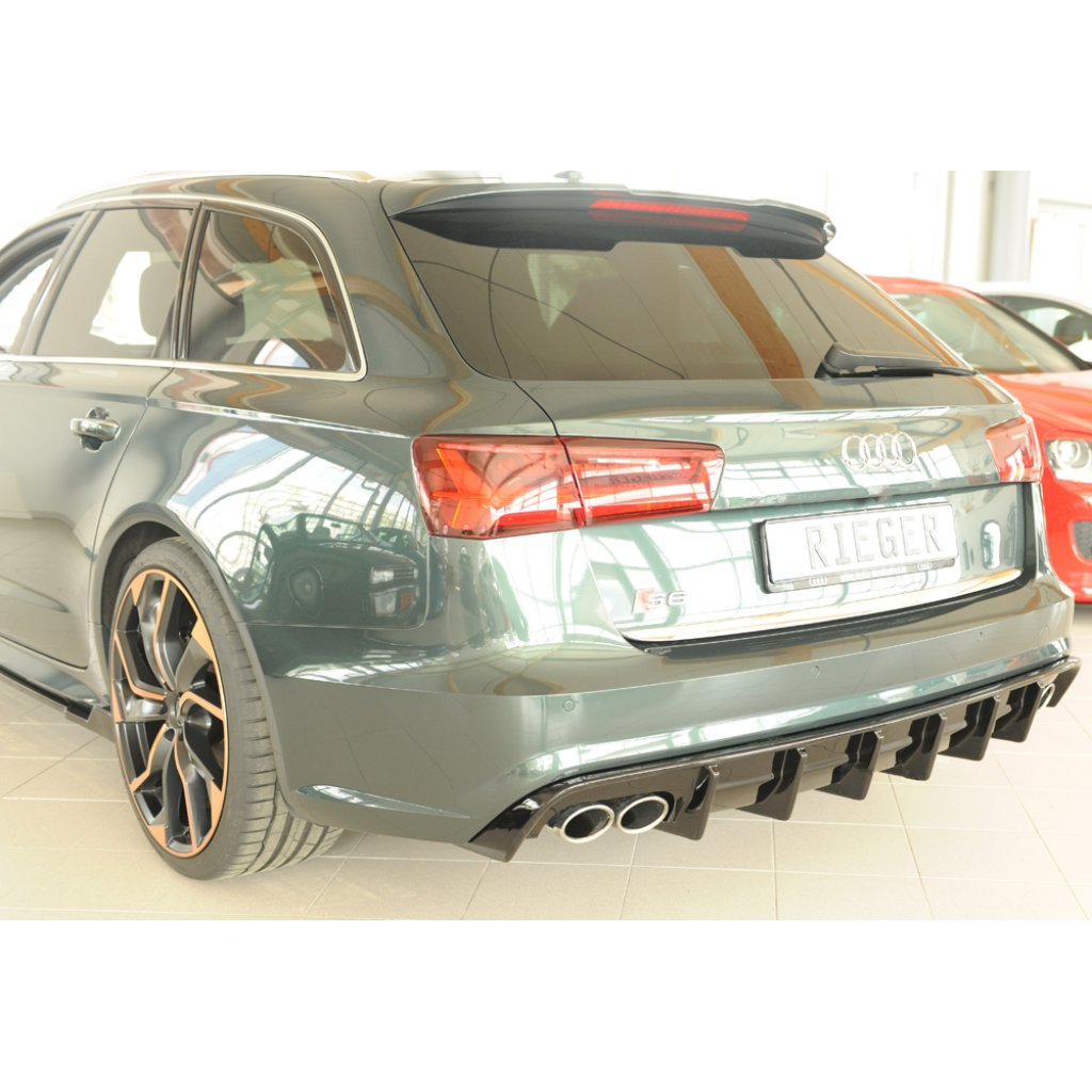 Rieger vložka zadního nárazníku pro Audi A6 4G, C7 sedan, plast ABS lakovaný do černé lesklé barvy, pro orig. dvojitou koncovku vlevo a vpravo