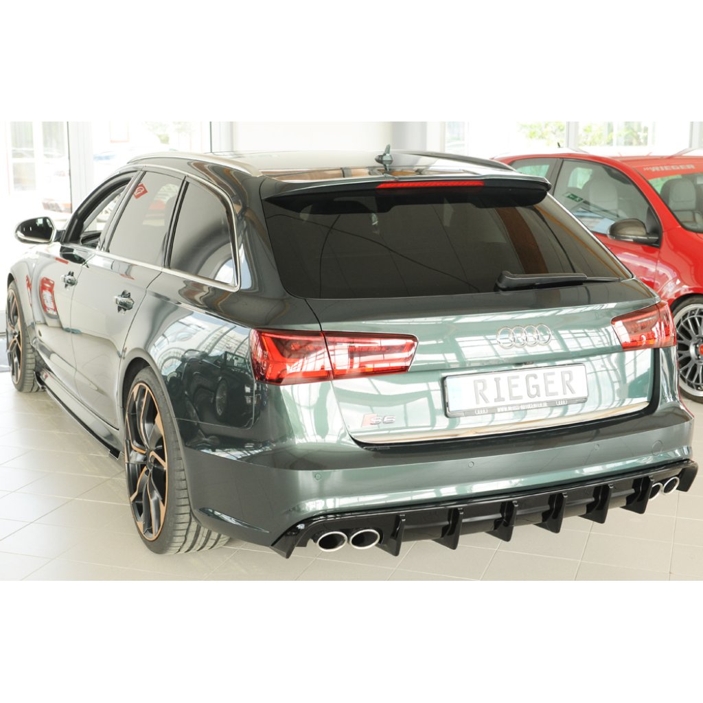 Rieger vložka zadního nárazníku pro Audi A6 4G, C7 sedan, plast ABS lakovaný do černé lesklé barvy, pro orig. dvojitou koncovku vlevo a vpravo