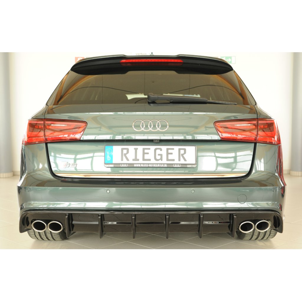 Rieger vložka zadního nárazníku pro Audi A6 4G, C7 sedan, plast ABS lakovaný do černé lesklé barvy, pro orig. dvojitou koncovku vlevo a vpravo