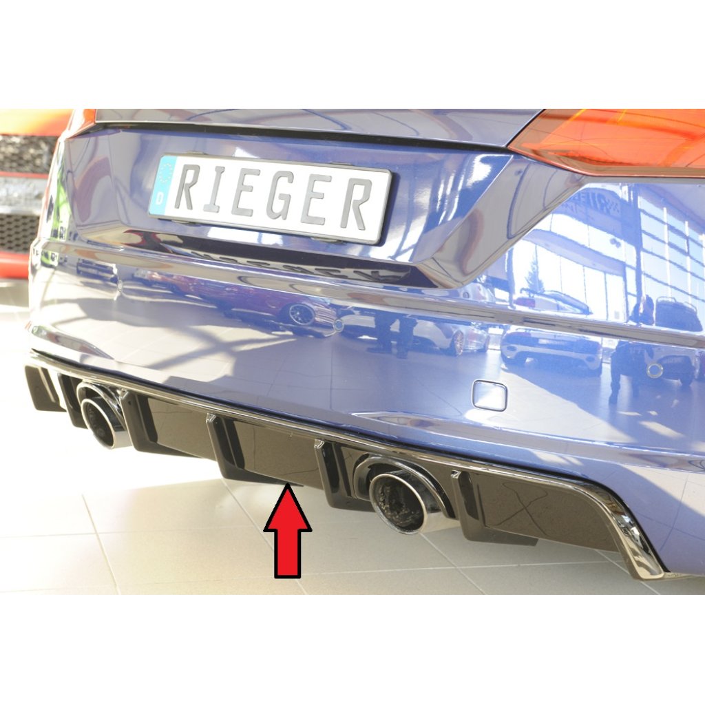 Rieger vložka zadního nárazníku pro Audi TT 8J-FV, 8S kupé, roadster vč. faceliftu, plast ABS lakovaný do černé lesklé barvy