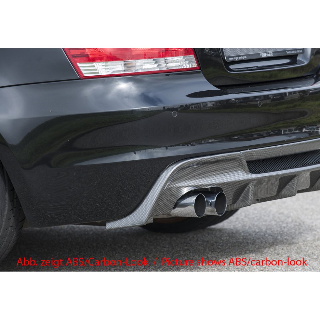 Rieger vložka zadního nárazníku pro BMW řada 1 E82, E88 kabriolet, kupé, plast ABS lakovaný do černé lesklé barvy, pro dvojité koncovky na obou stranách 4x80 mm