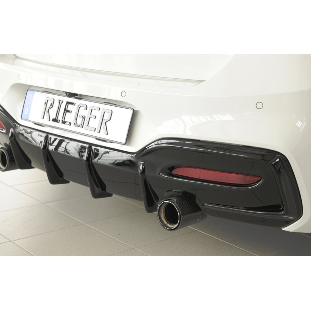 Rieger vložka zadního nárazníku pro BMW řada 1 F20, F21 sedan / 2-dvéř., sedan / 4-dvéř. po faceliftu LCI, plast ABS lakovaný do černé lesklé barvy