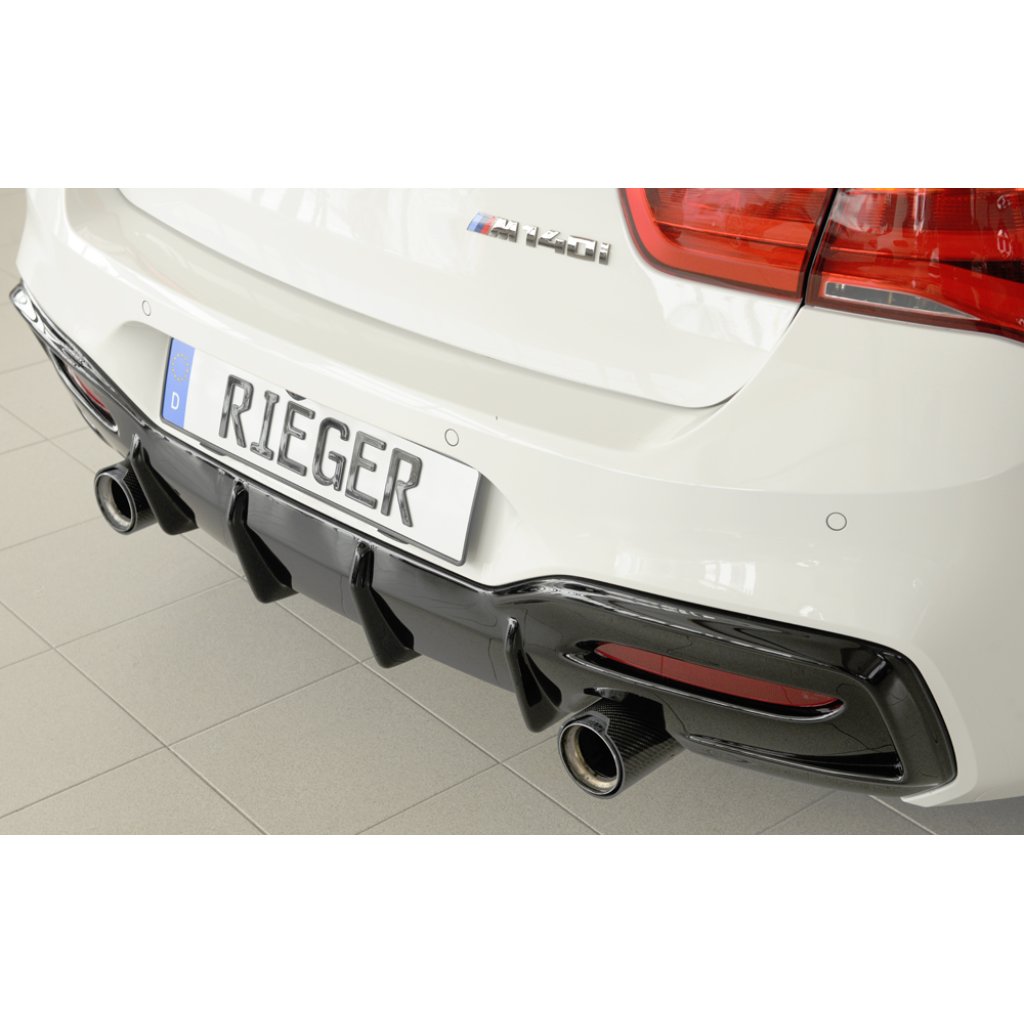 Rieger vložka zadního nárazníku pro BMW řada 1 F20, F21 sedan / 2-dvéř., sedan / 4-dvéř. po faceliftu LCI, plast ABS lakovaný do černé lesklé barvy