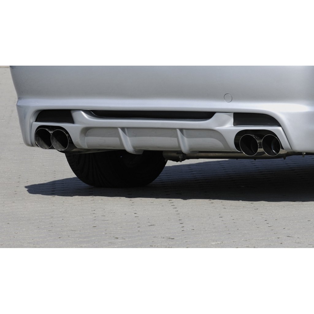 Rieger vložka zadního nárazníku pro BMW řada 3 E46 kabriolet, kupé, sedan vč. faceliftu, plast ABS bez povrchové úpravy, pro dvojitou koncovku vlevo/vpravo