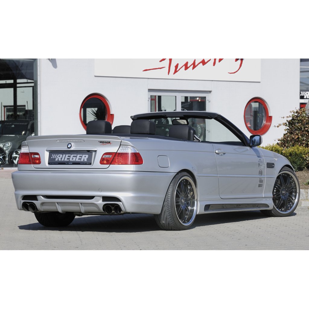 Rieger vložka zadního nárazníku pro BMW řada 3 E46 kabriolet, kupé, sedan vč. faceliftu, plast ABS bez povrchové úpravy, pro dvojitou koncovku vlevo/vpravo