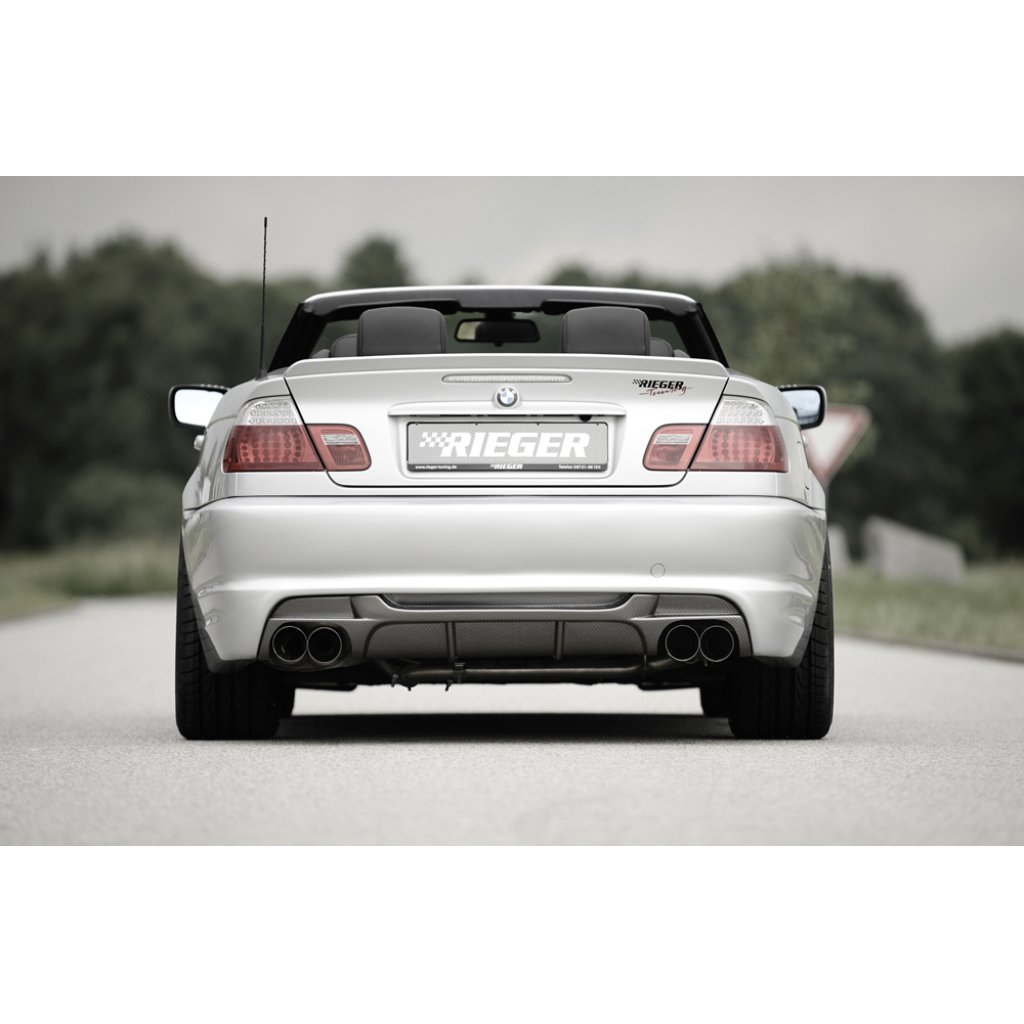 Rieger vložka zadního nárazníku pro BMW řada 3 E46 kabriolet, kupé, sedan vč. faceliftu, plast ABS s povrchovou úpravou Carbon-Look
