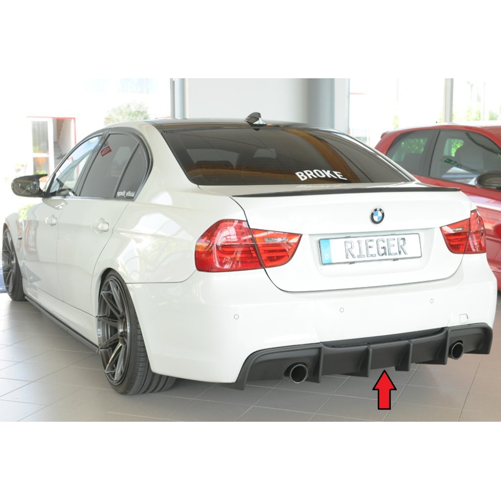 Rieger vložka zadního nárazníku pro BMW řada 3 E90, E91 sedan, touring, plast ABS bez povrchové úpravy, pro originální koncovku na obou stranách
