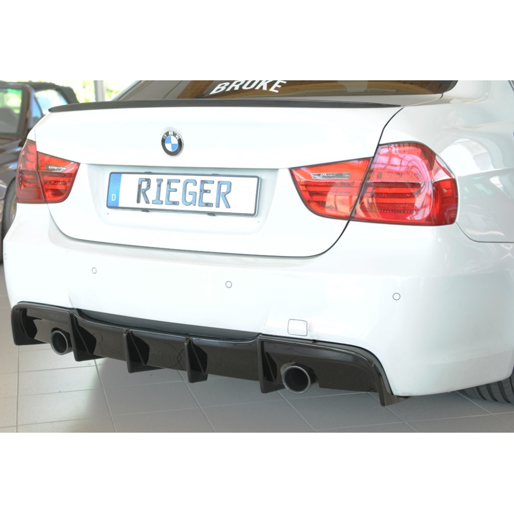 Rieger vložka zadního nárazníku pro BMW řada 3 E91 touring, plast ABS lakovaný do černé lesklé barvy, pro originální koncovku na obou stranách