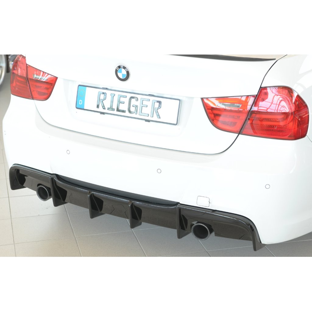Rieger vložka zadního nárazníku pro BMW řada 3 E91 touring, plast ABS lakovaný do černé lesklé barvy, pro originální koncovku na obou stranách