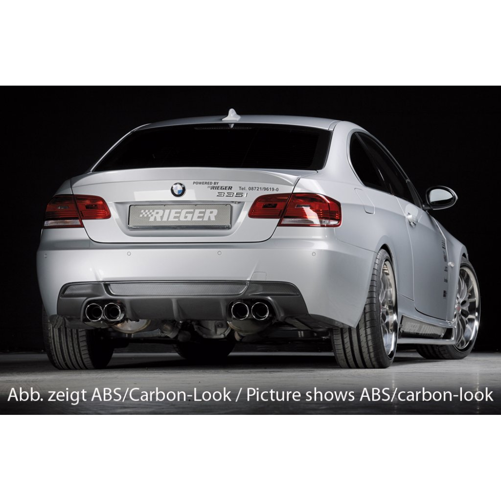 Rieger vložka zadního nárazníku pro BMW řada 3 E92, E93 kabriolet, kupé vč. faceliftu, plast ABS bez povrchové úpravy, pouze pro 335i, pro dvojité koncovky na obou stranách 4x90 mm
