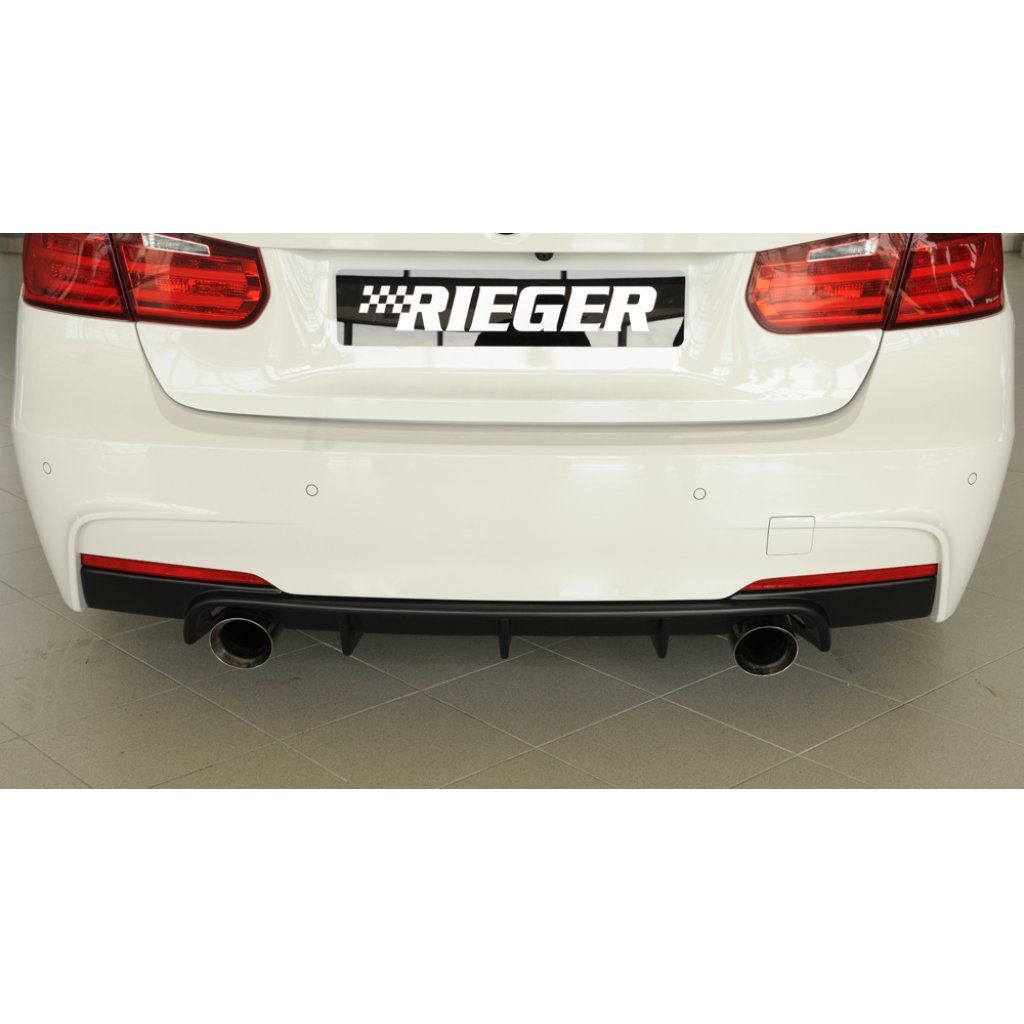 Rieger vložka zadního nárazníku pro BMW řada 3 F30, F31 sedan, touring vč. faceliftu, plast ABS bez povrchové úpravy, pro orig. koncovky na obou stranách (335i/340i look)