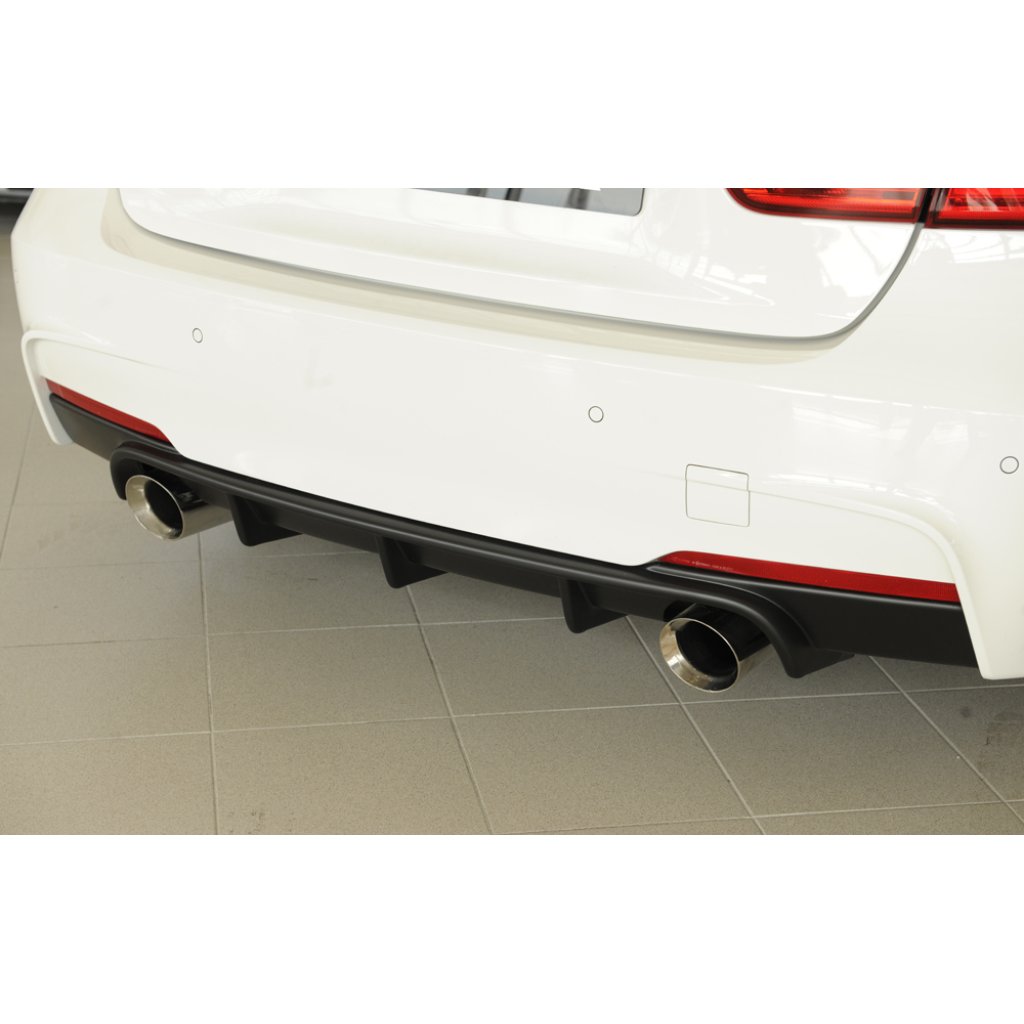Rieger vložka zadního nárazníku pro BMW řada 3 F30, F31 sedan, touring vč. faceliftu, plast ABS bez povrchové úpravy, pro orig. koncovky na obou stranách (335i/340i look)