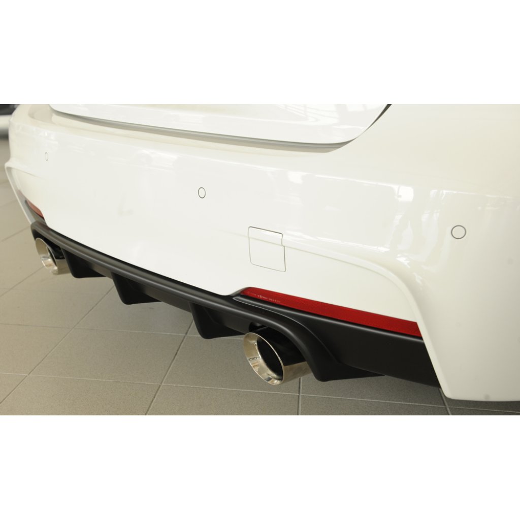Rieger vložka zadního nárazníku pro BMW řada 3 F30, F31 sedan, touring vč. faceliftu, plast ABS bez povrchové úpravy, pro orig. koncovky na obou stranách (335i/340i look)