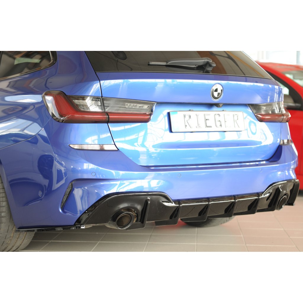 Rieger vložka zadního nárazníku pro BMW řada 3 G21 touring, plast ABS lakovaný do černé lesklé barvy