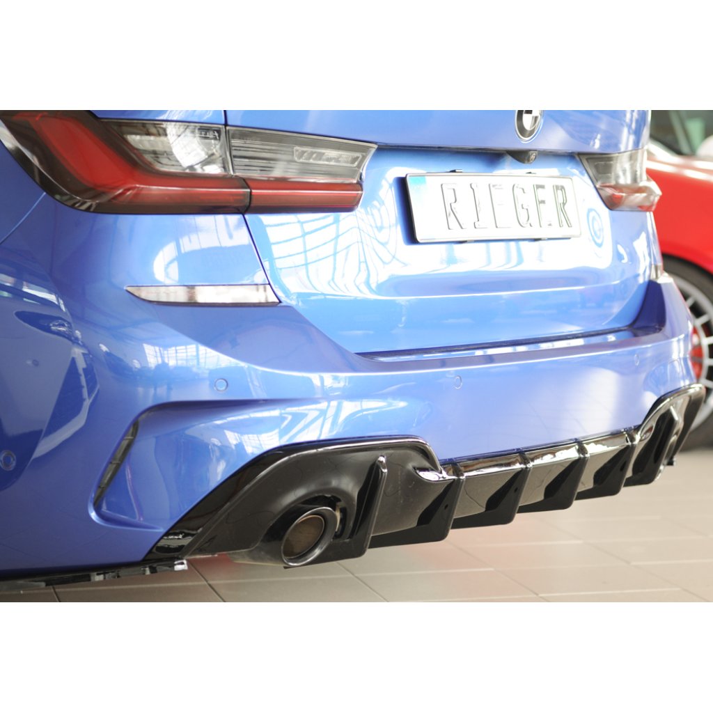 Rieger vložka zadního nárazníku pro BMW řada 3 G21 touring, plast ABS lakovaný do černé lesklé barvy