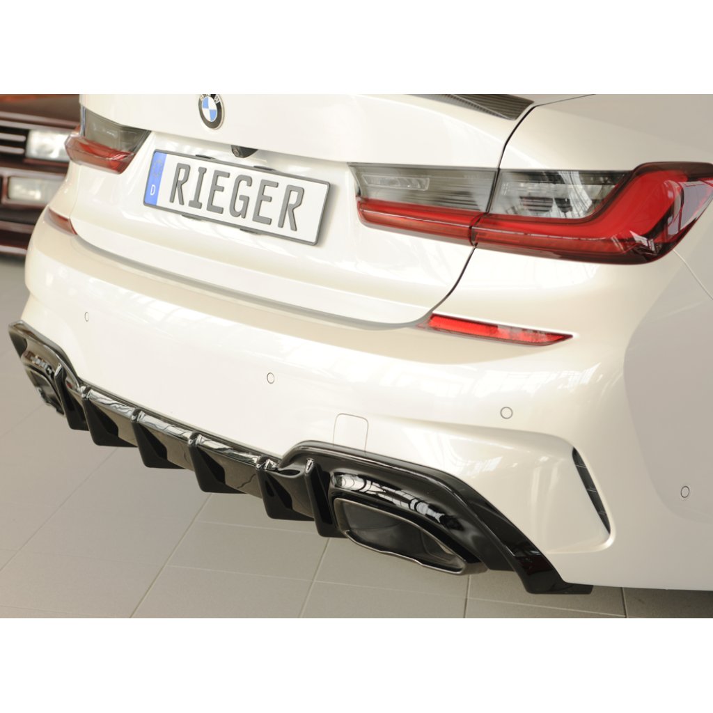 Rieger vložka zadního nárazníku pro BMW řada 3 G21 touring, plast ABS lakovaný do černé lesklé barvy, M340i/M340d